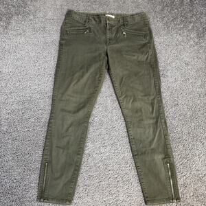 LOFT Pants Womens 12 Green Slim Ankle Zip Pockets Marisa 33 Waist 28 Inseam